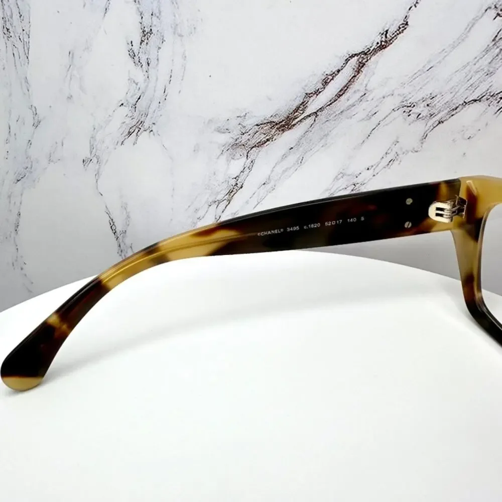 New CHANEL Eyeglasses Brown Gold Chain CC Rectangle 52mm Rx-able - Picture 5 of 16